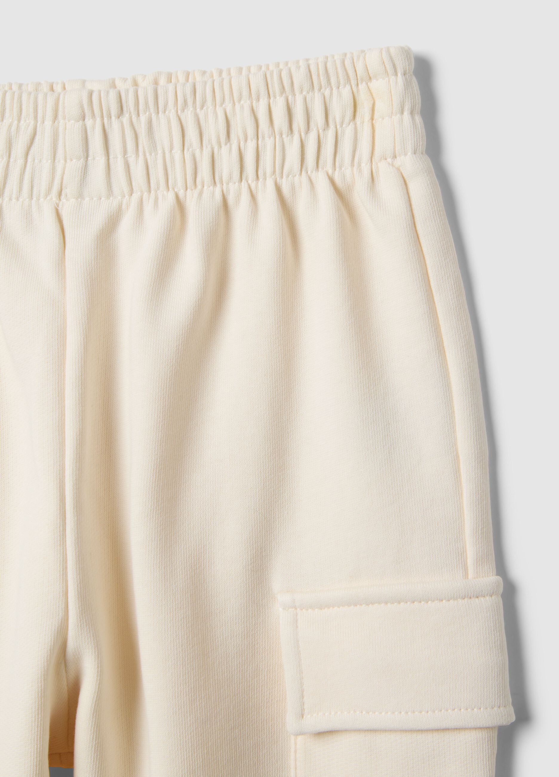 Beige pure cotton regular fit girls' cargo trousers
