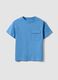 Children's sky blue pure cotton T-shirt, regular fit with pocket_0
