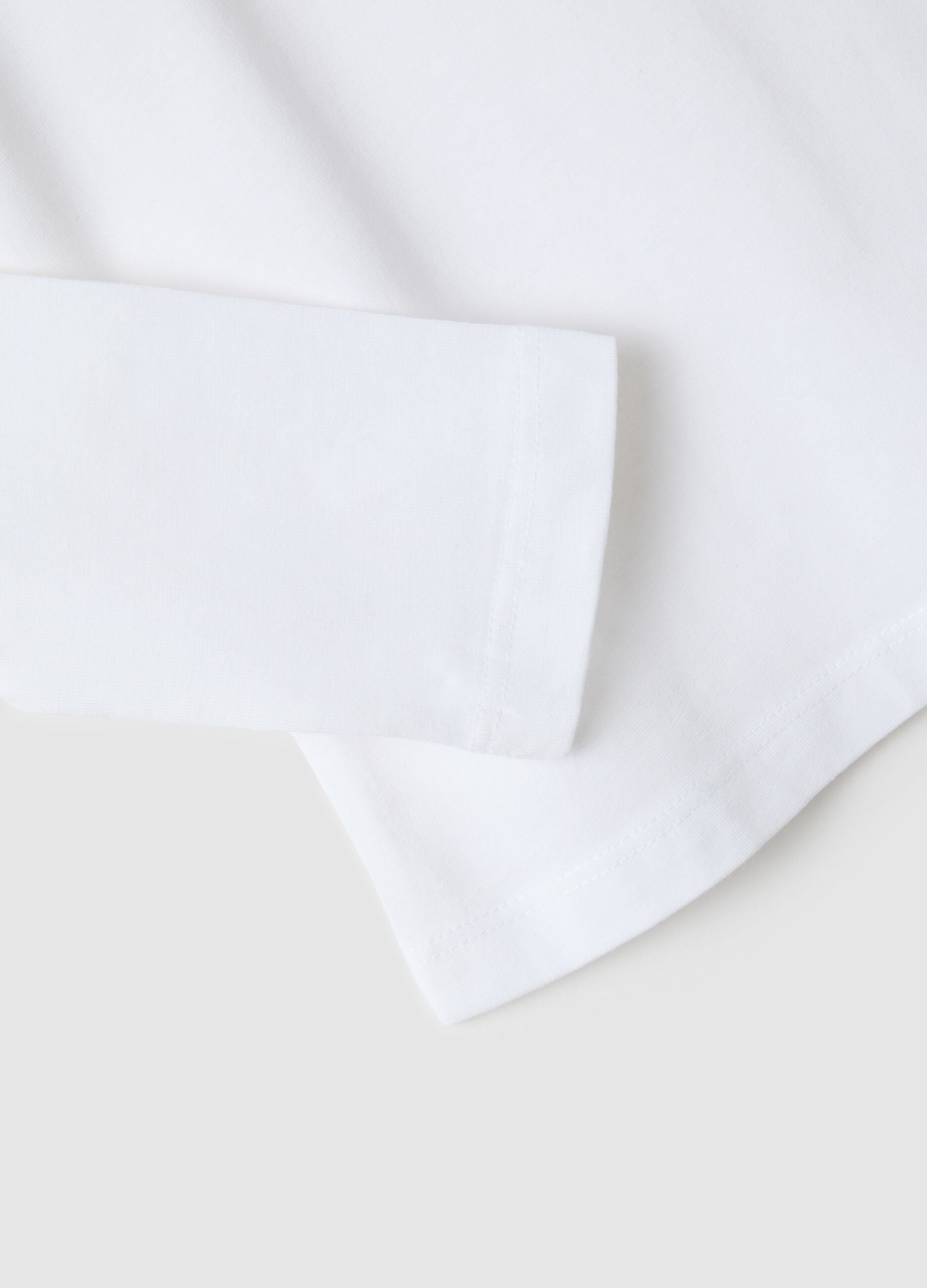 White Pure Cotton Girls' T-Shirt Regular Fit
