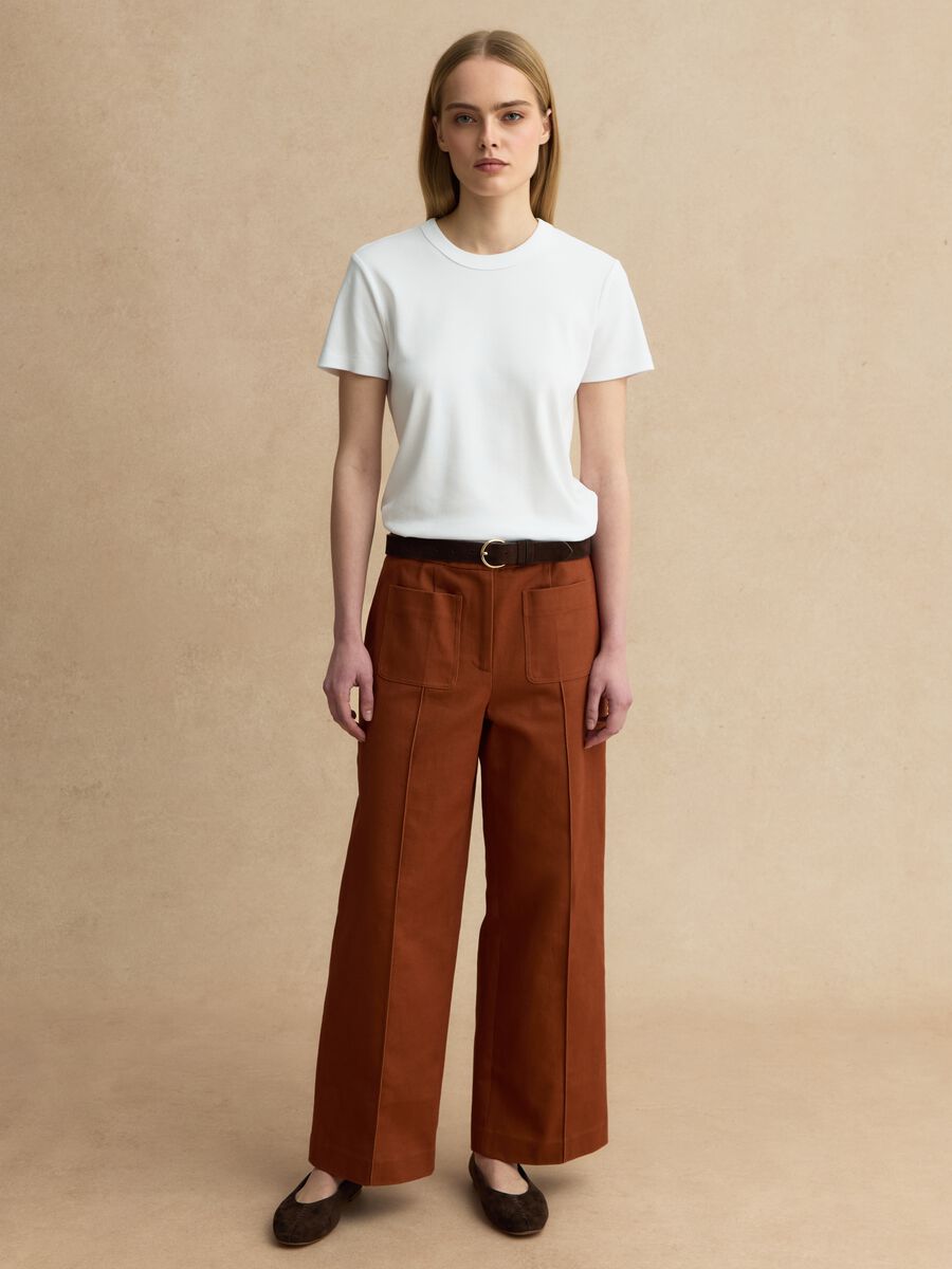 Brown pure cotton trousers_0