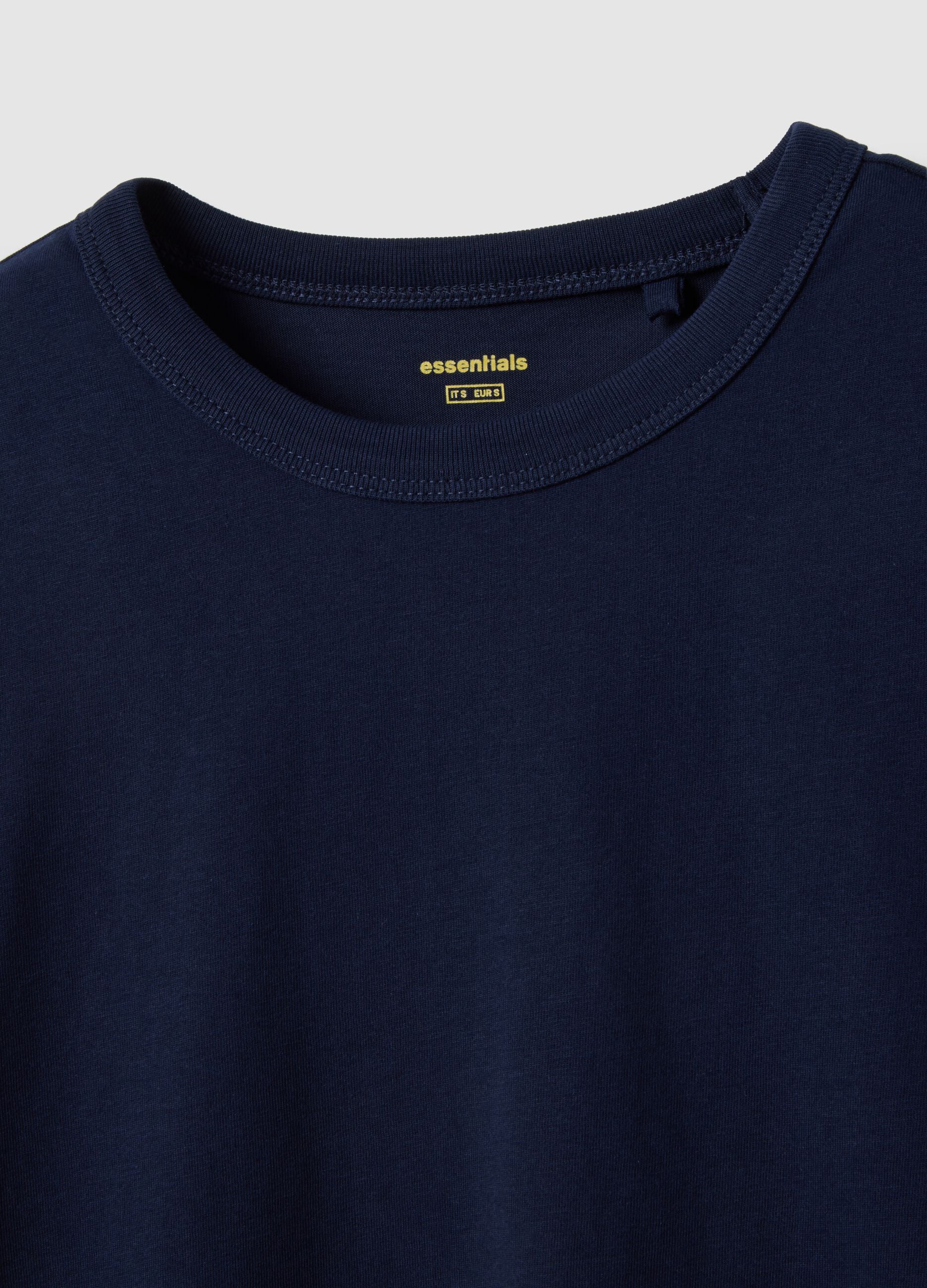 Men's long sleeve blue T-shirt in pure cotton regular fit
