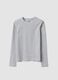 Grey organic cotton and stretch viscose T-shirt with ribbed neckline for girls_0