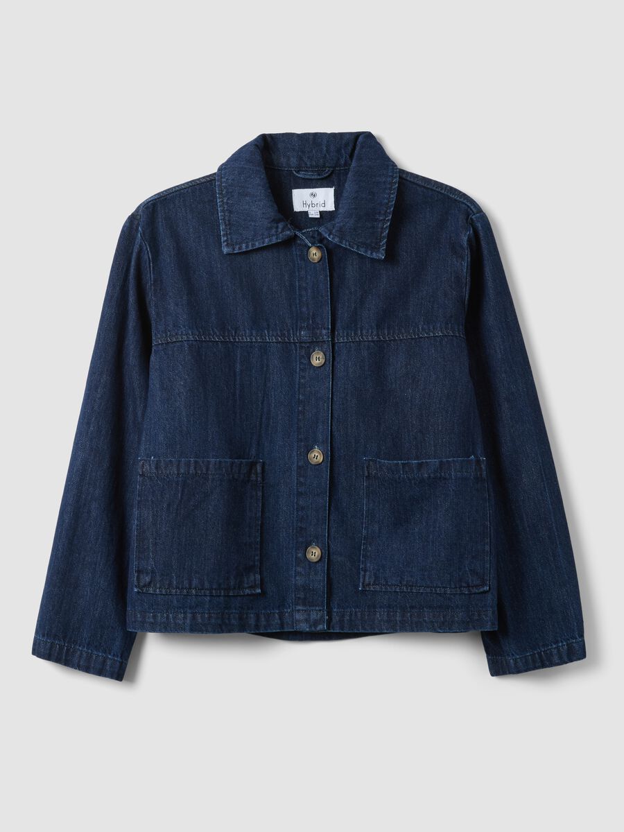 Blue regular fit pure cotton denim jacket with pockets_4