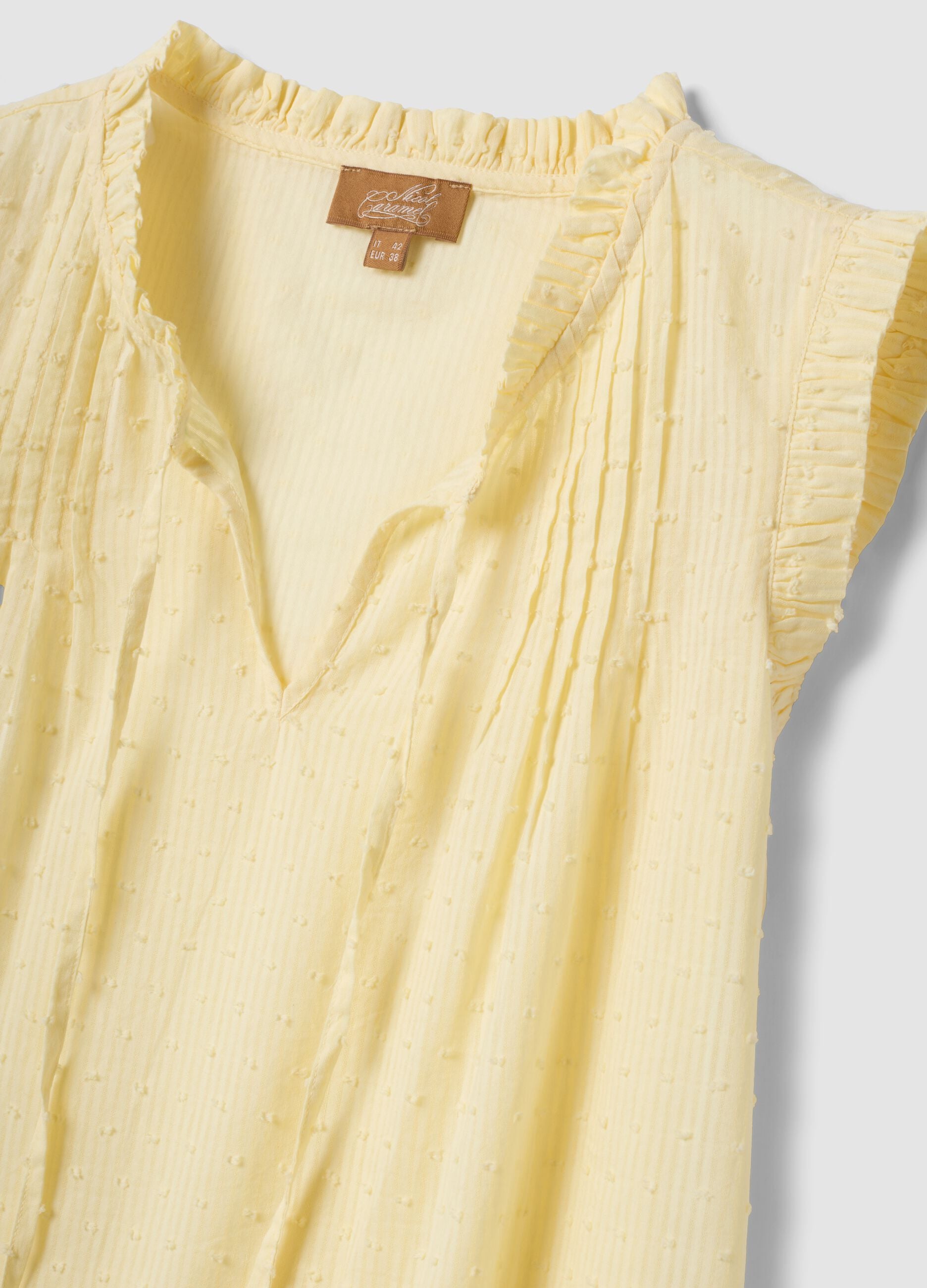 Yellow maternity blouse in pure cotton