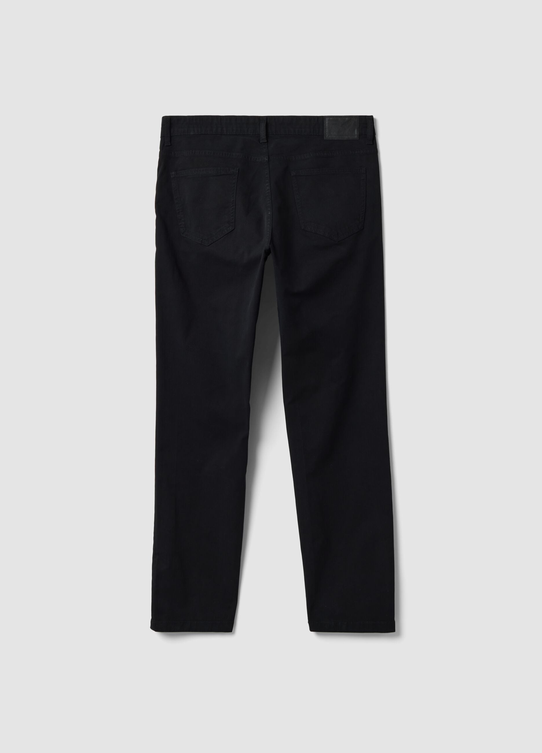 Black slim-fit stretch cotton twill trousers
