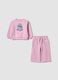Pink pure cotton tracksuit with Lilo & Stitch embroidery for girls_0