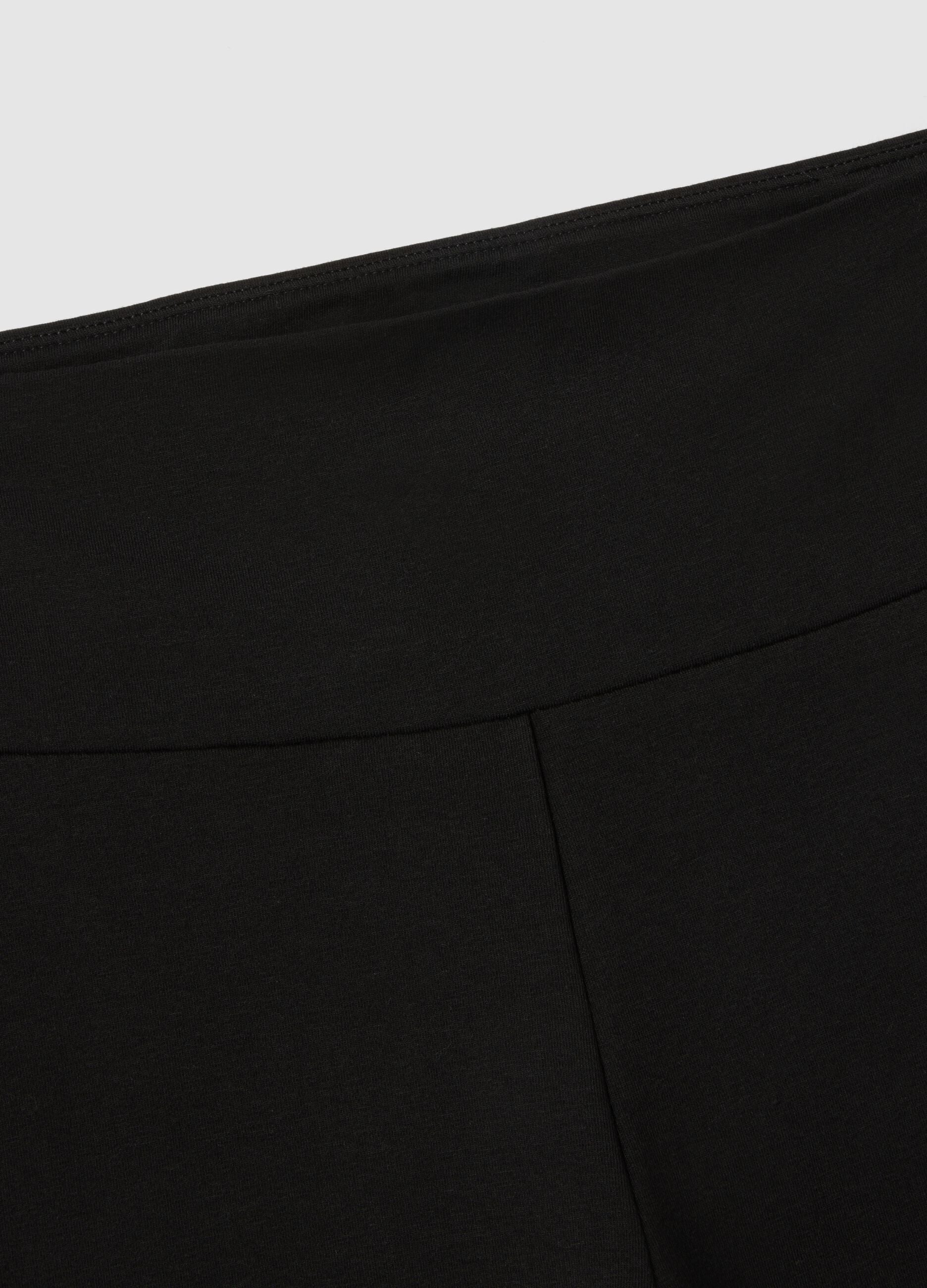 Black Stretch Cotton Flare Fit Leggings