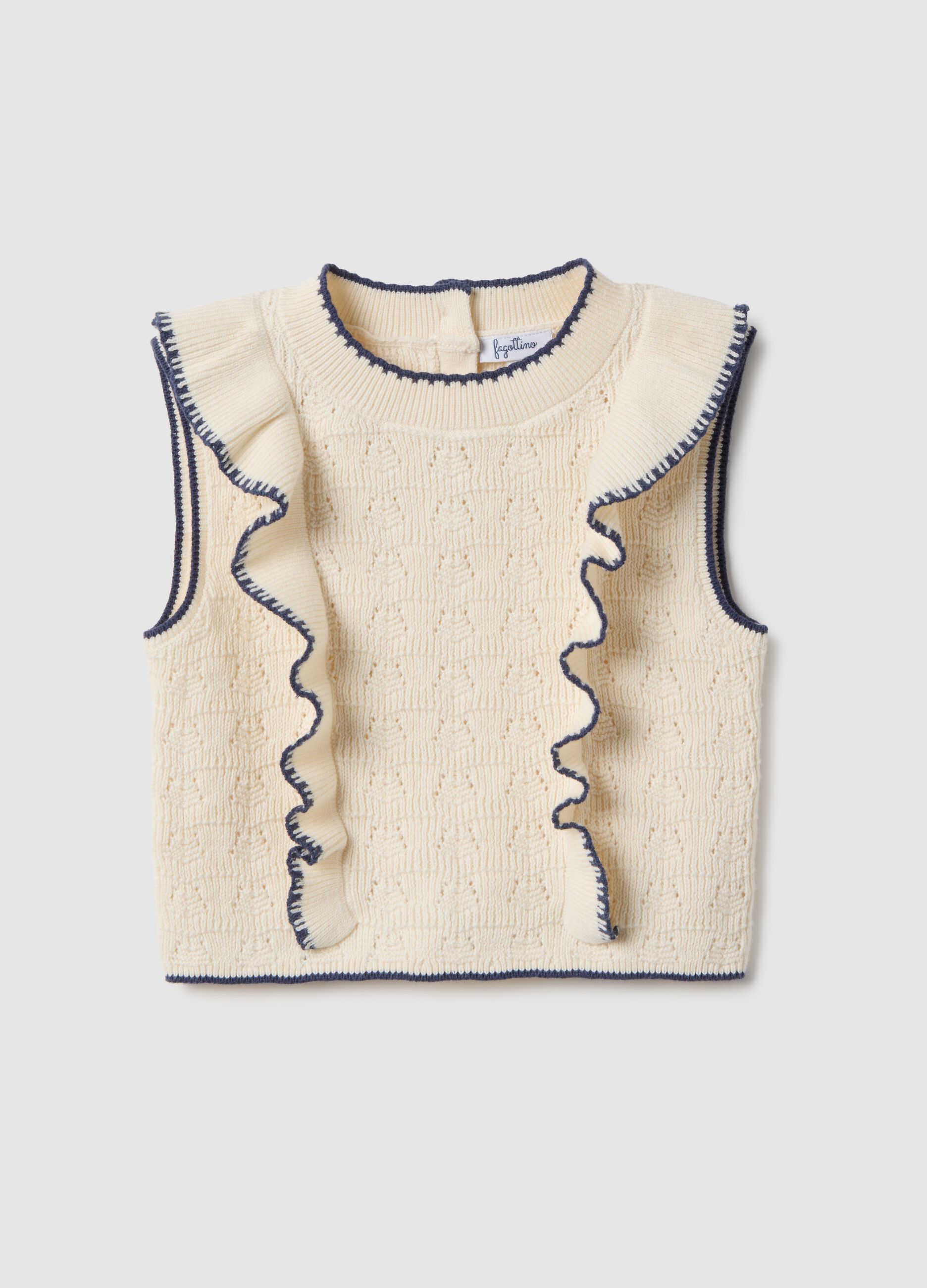 Beige pure cotton regular fit waistcoat for baby girl