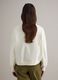 White cotton blend crew neck jumper regular fit with floral embroidery_2