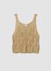 Beige open-knit viscose-blend top, regular fit_4
