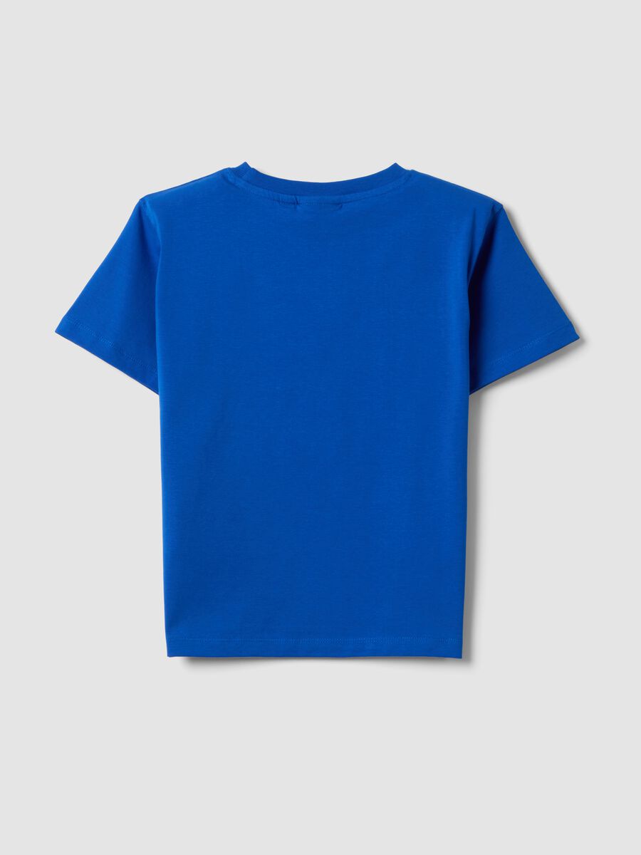 T-shirt blu a maniche corte in cotone elasticizzato regular fit_1