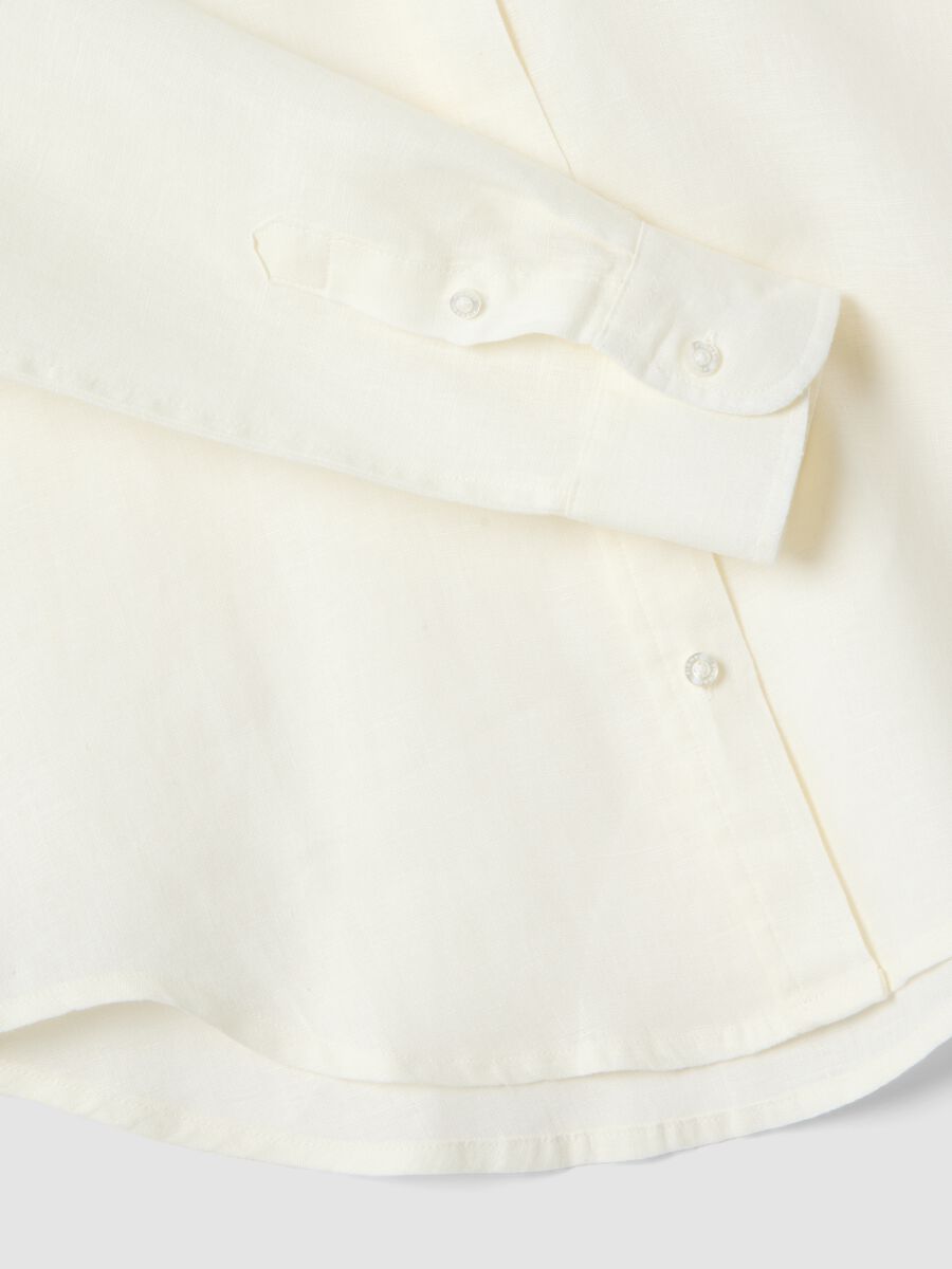 Regular fit pure white linen shirt_5