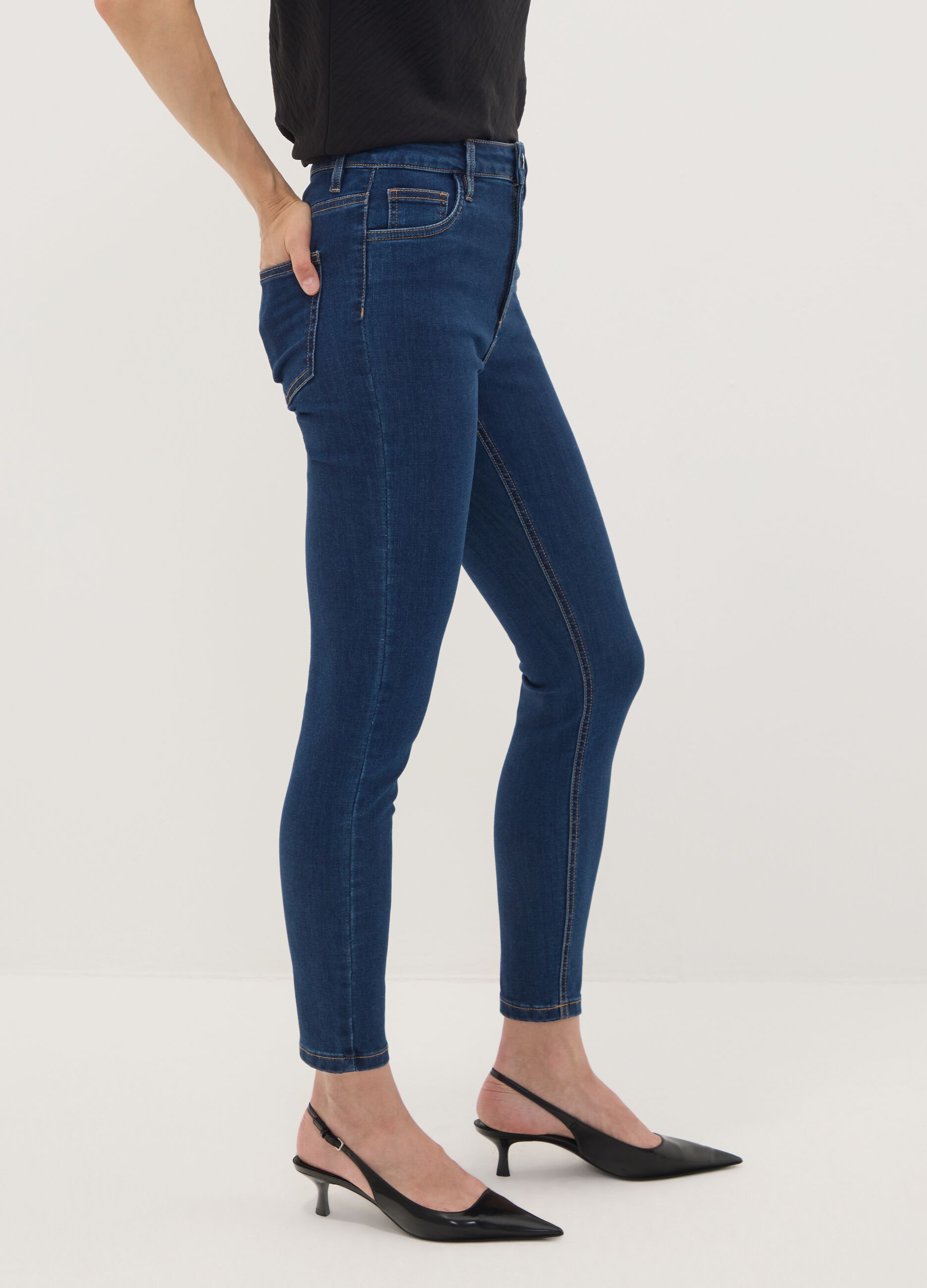 Blue skinny-fit jeans in stretch cotton and viscose