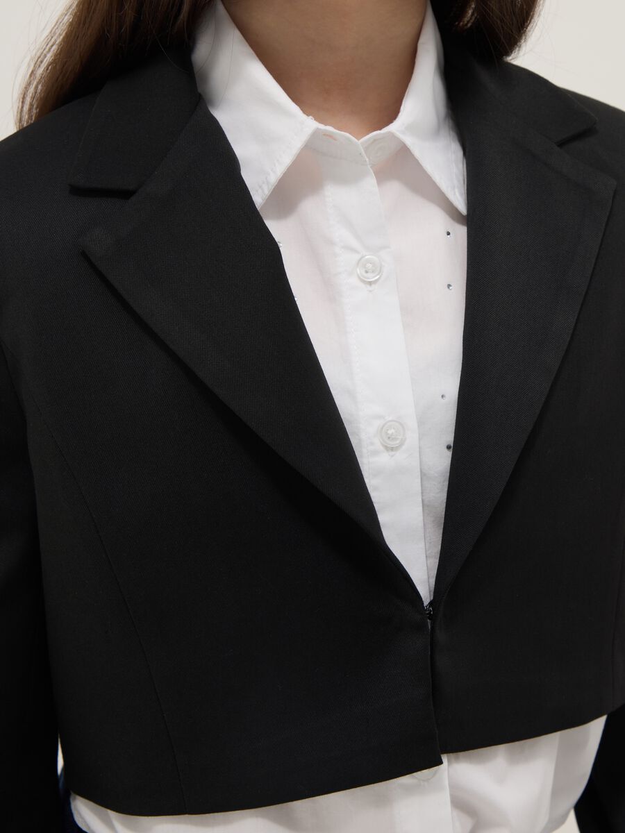 Girls' black cropped blazer, regular fit_2