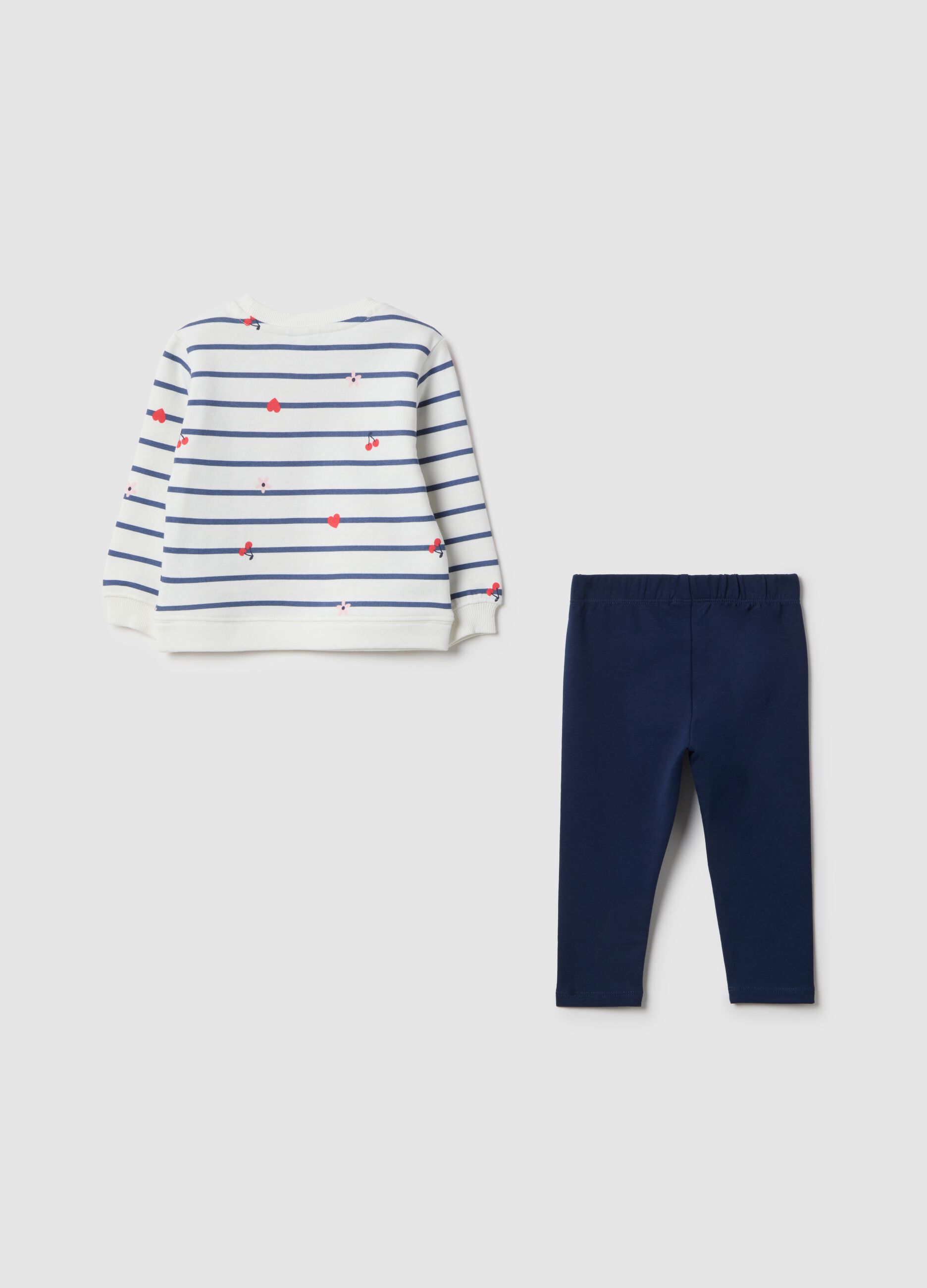 Multicolour pure cotton sweatshirt and trouser set for girls regular fit