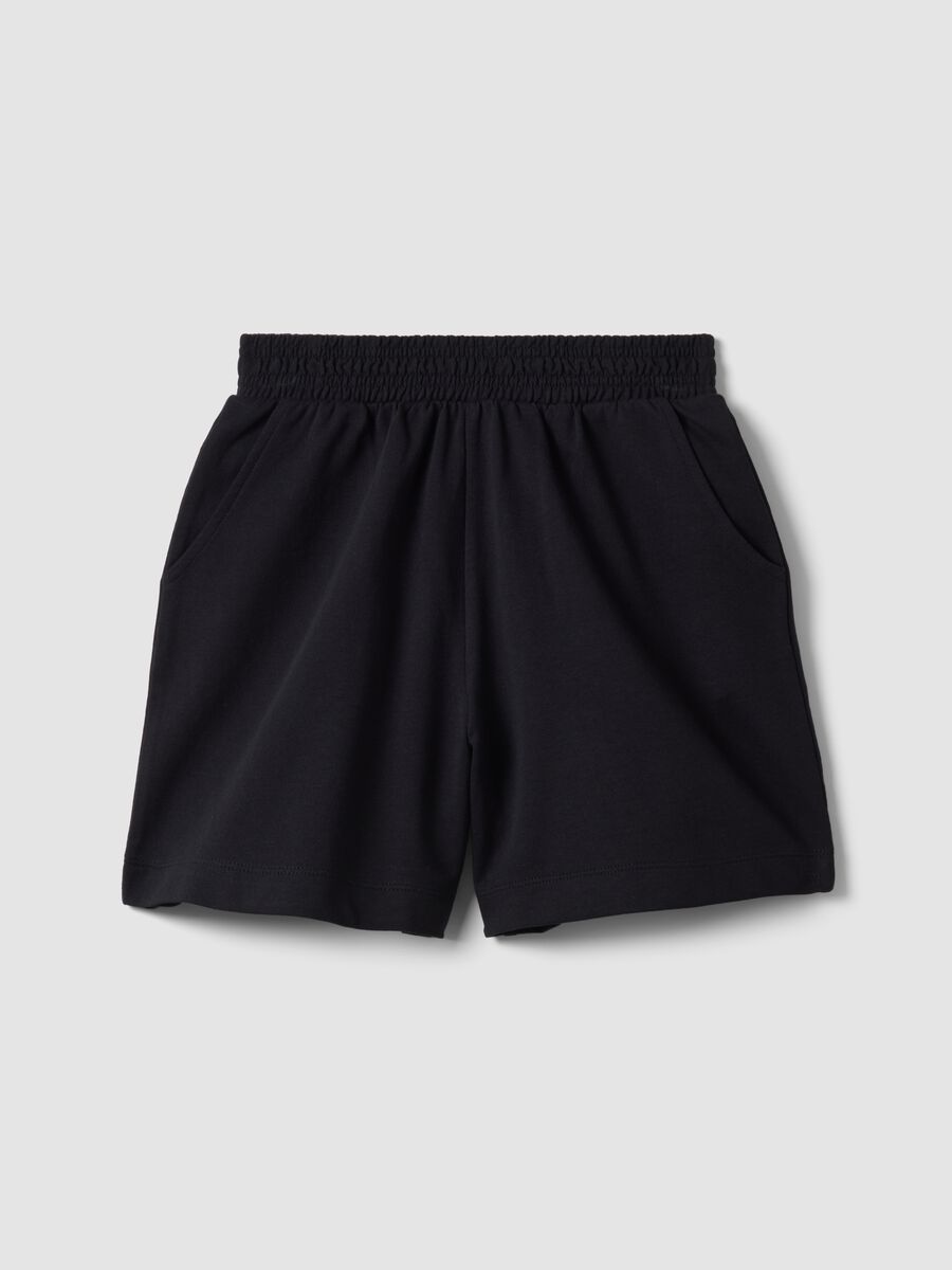 Shorts in puro cotone nero da ragazza oversize fit_3