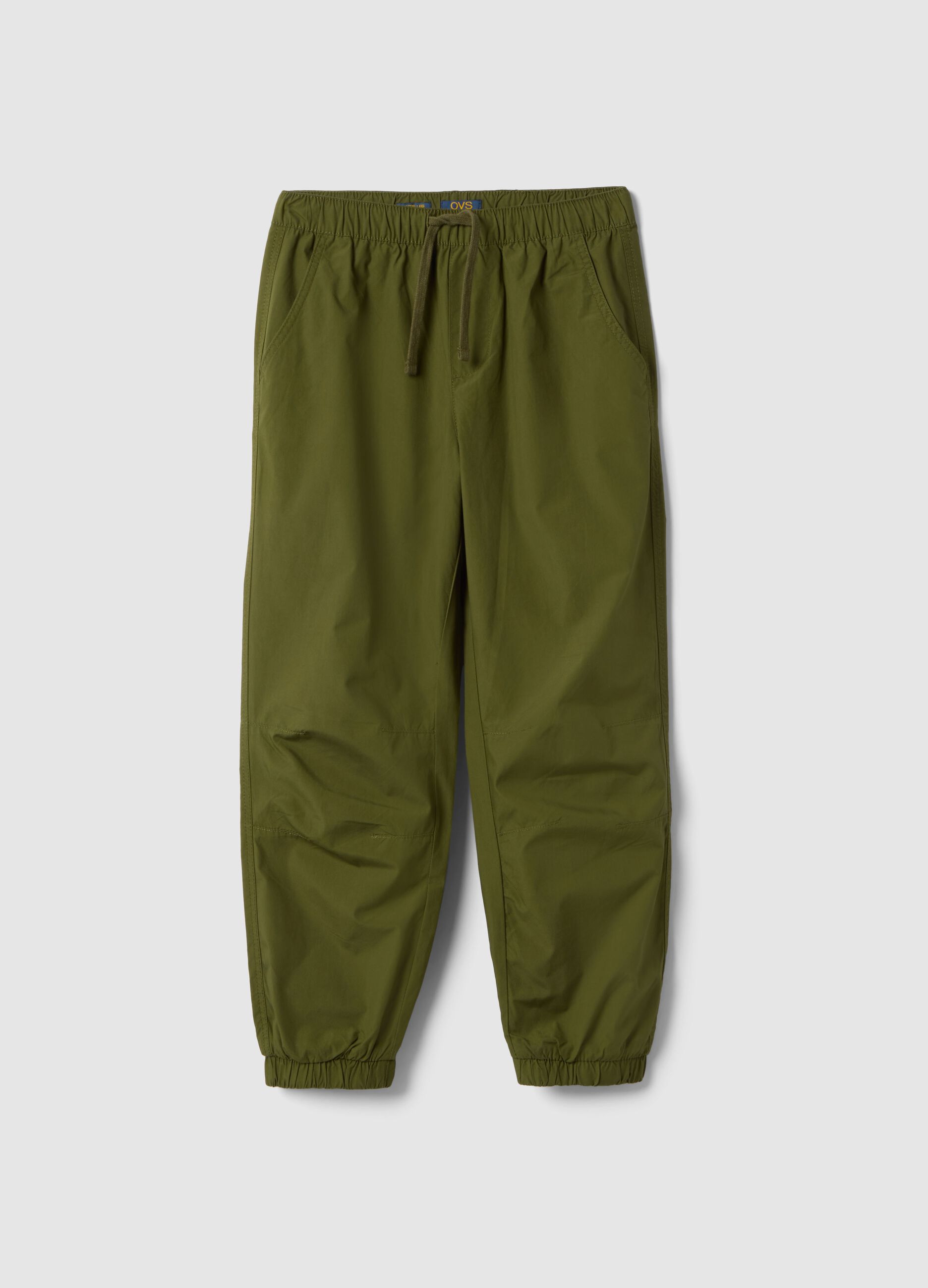 Boy's green wide leg trousers in pure cotton