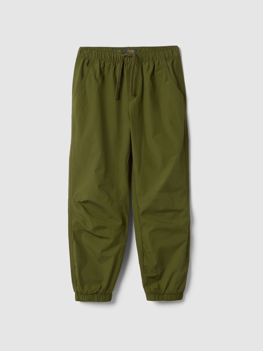 Boy's green wide leg trousers in pure cotton_3