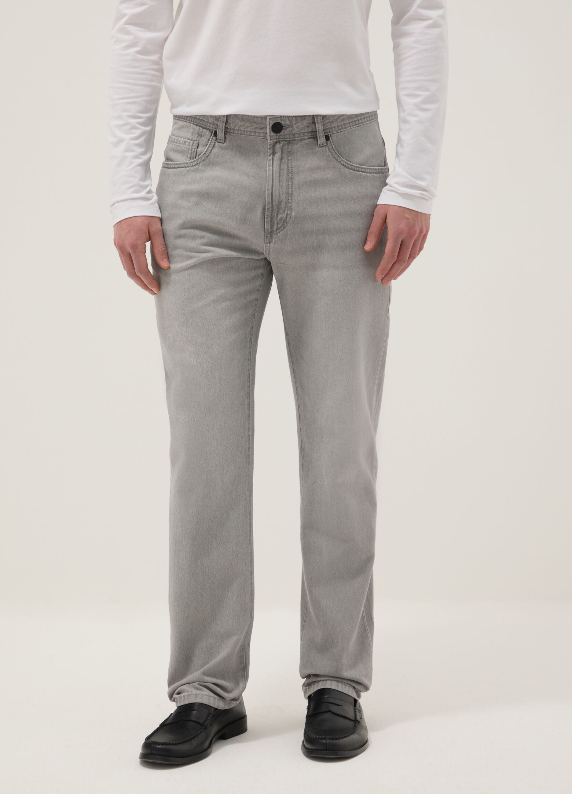Grey Regular Fit Denim Pure Cotton Jeans