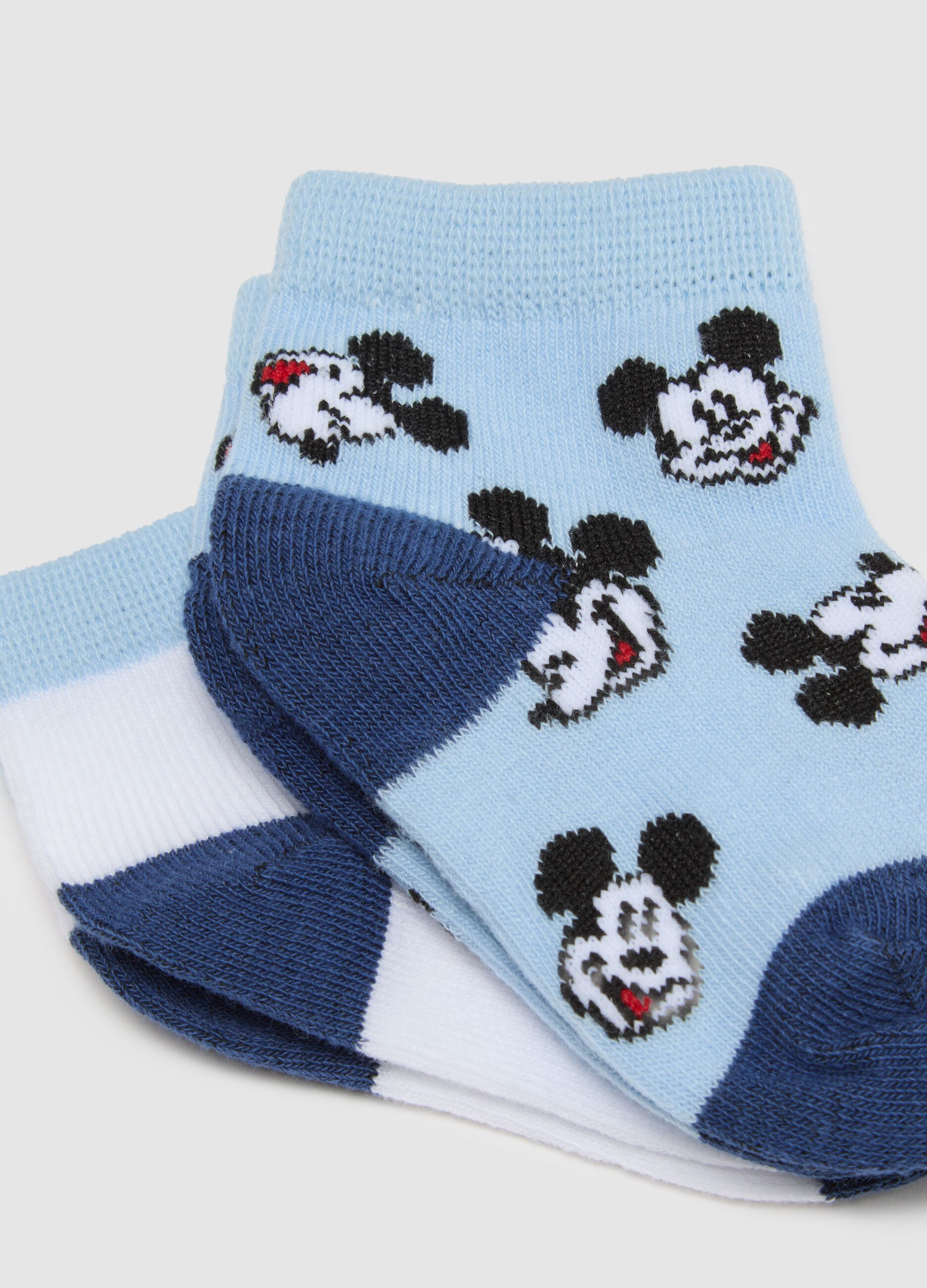Baby's multicolour cotton blend short socks with Mickey Mouse - Tripack