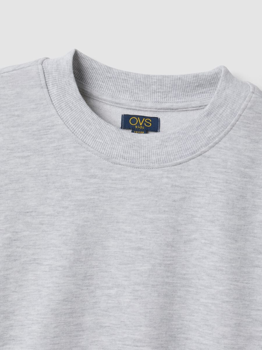 Grey sweatshirt in organic cotton and viscose blend with ribbed collar_5