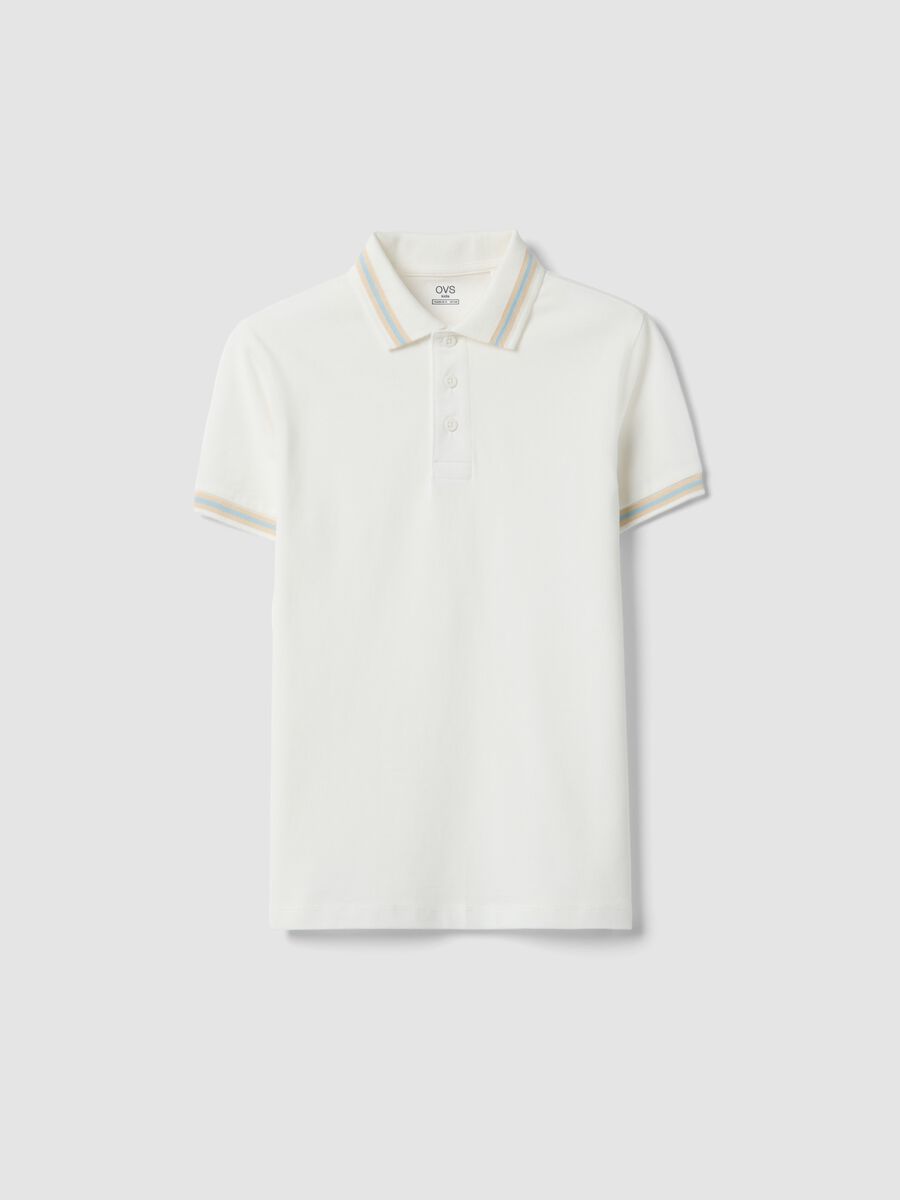 Polo in puro cotone bianca da ragazzo regular fit_3