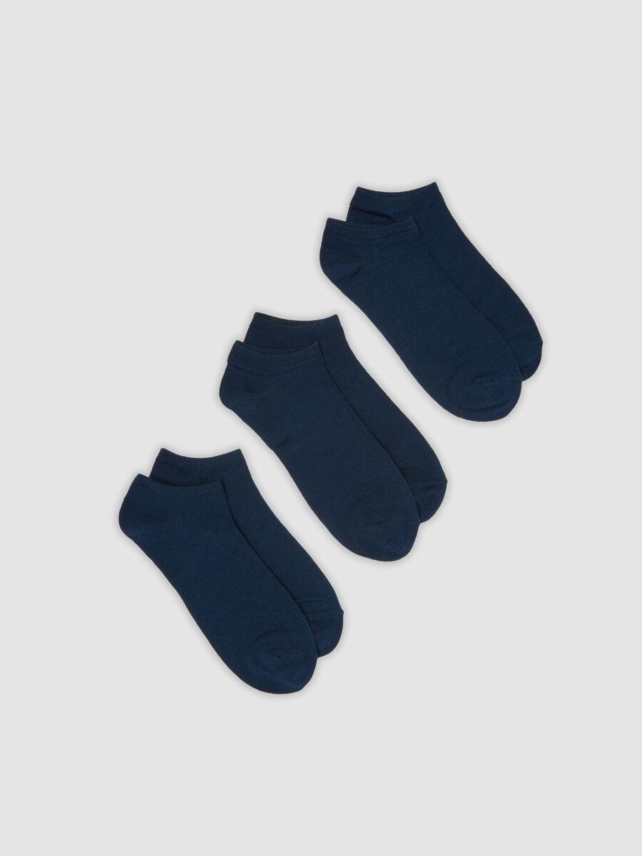 3-pack of blue ankle sports socks in stretchy organic cotton_0