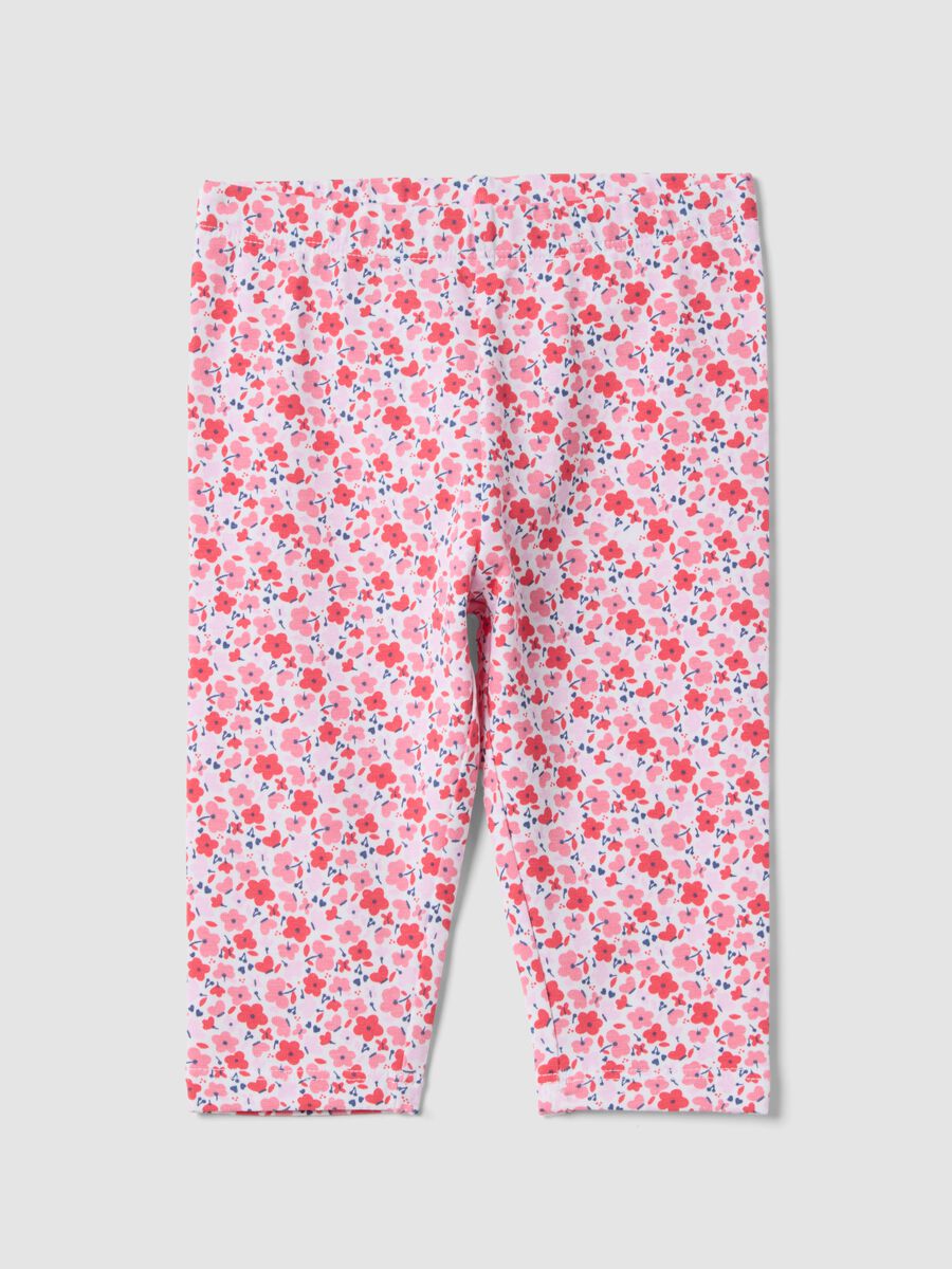 Slim cotton leggings for girls in multicolour with flowers_0