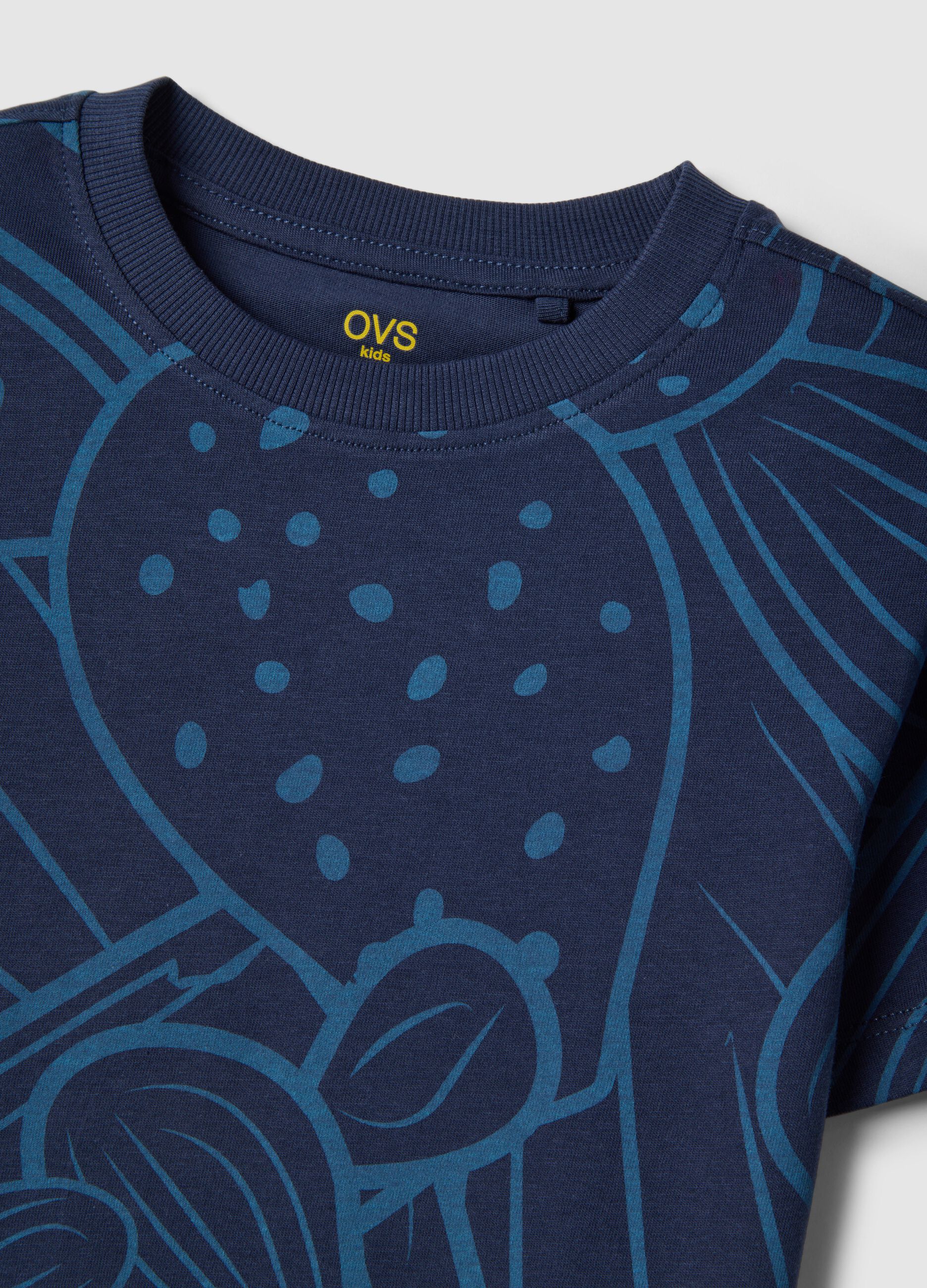 T-shirt in puro cotone blu regular fit per bambino con stampa