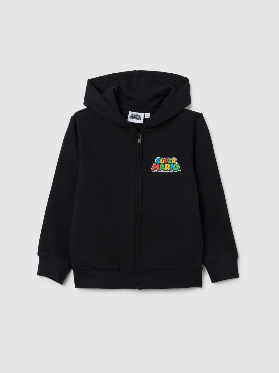 Children's black pure cotton sweatshirt regular fit with Super Mario print_0