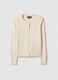 Beige Crew Neck Cardigan Regular Fit_4