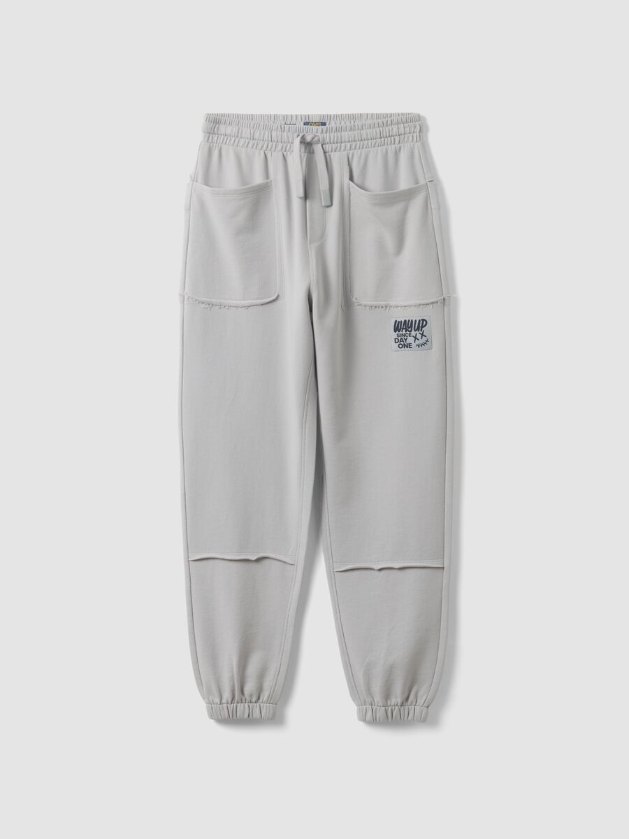 Grey pure cotton joggers with "Way Up" graphic for boys_0