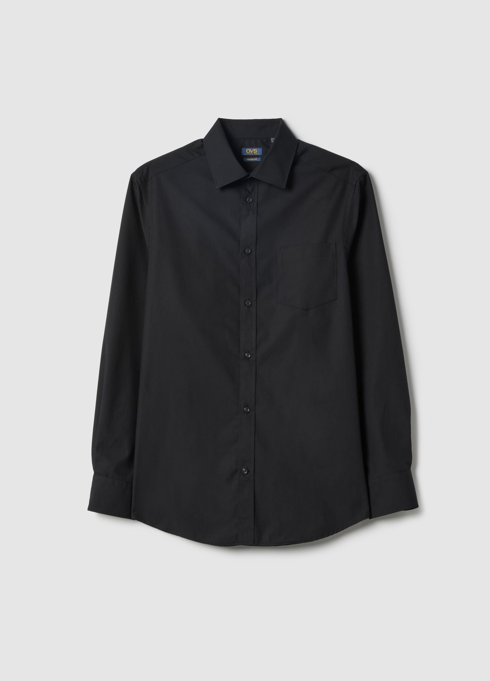 Black cotton-blend shirt regular fit easy iron