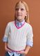 White pure cotton cable-knit V-neck jumper for girls_1