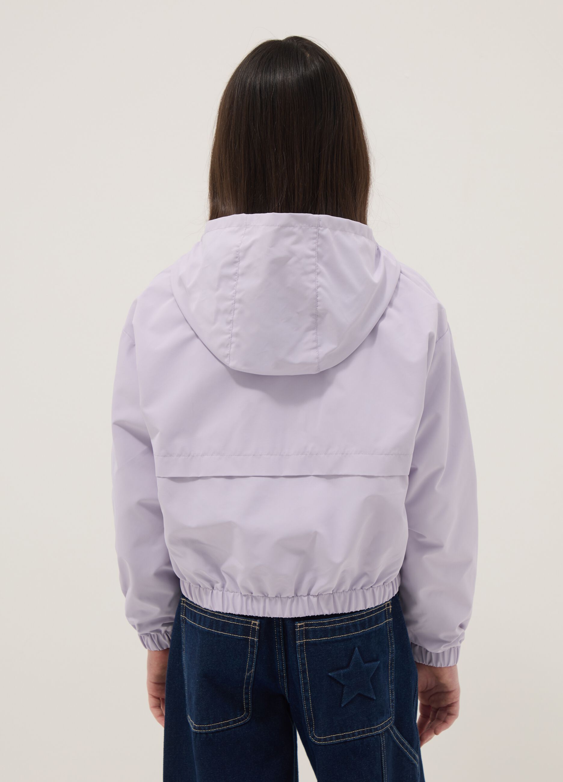 Purple hooded jacket for girls regular fit