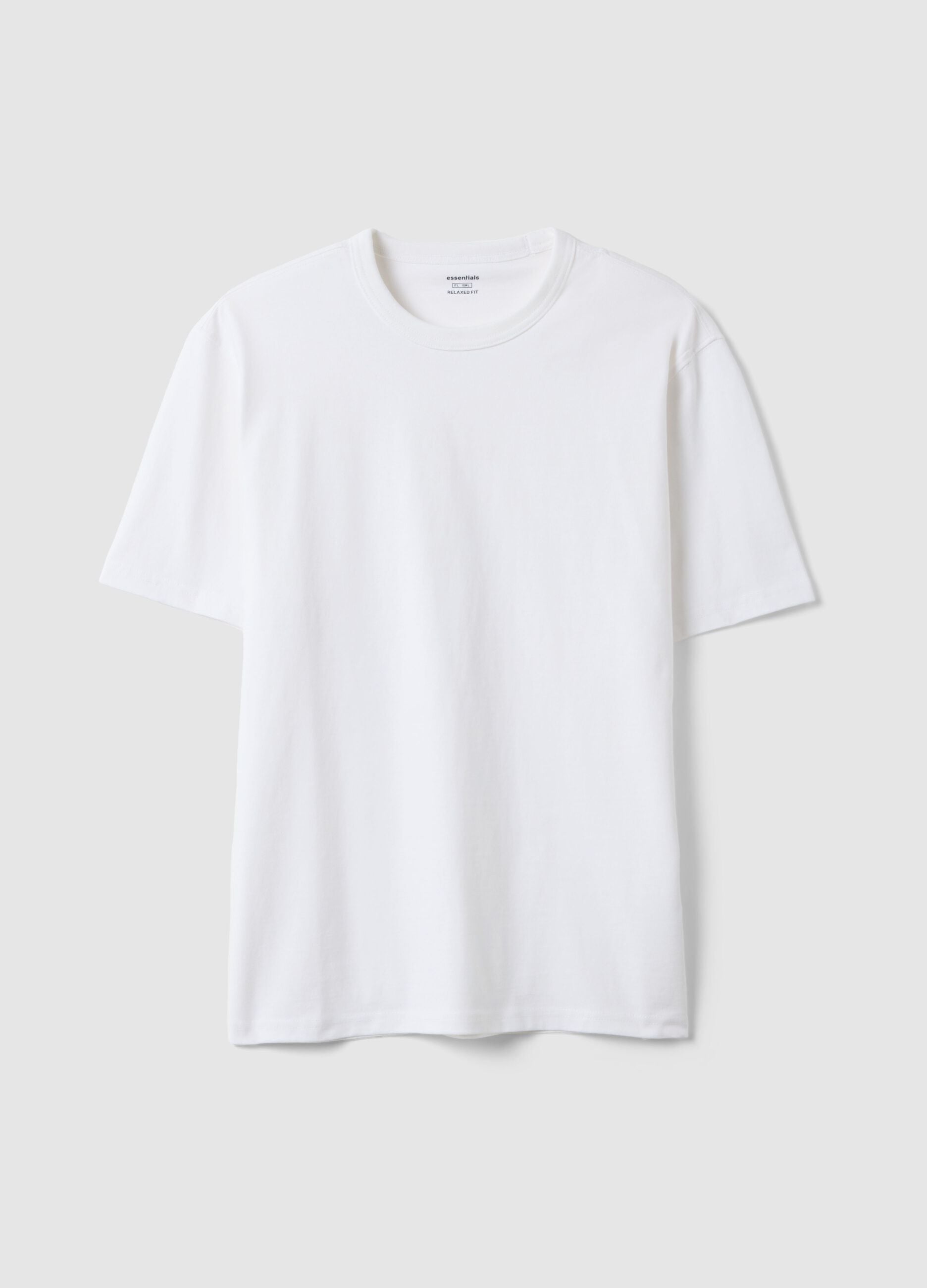 White pure cotton T-shirt with relaxed fit and finished crew neck