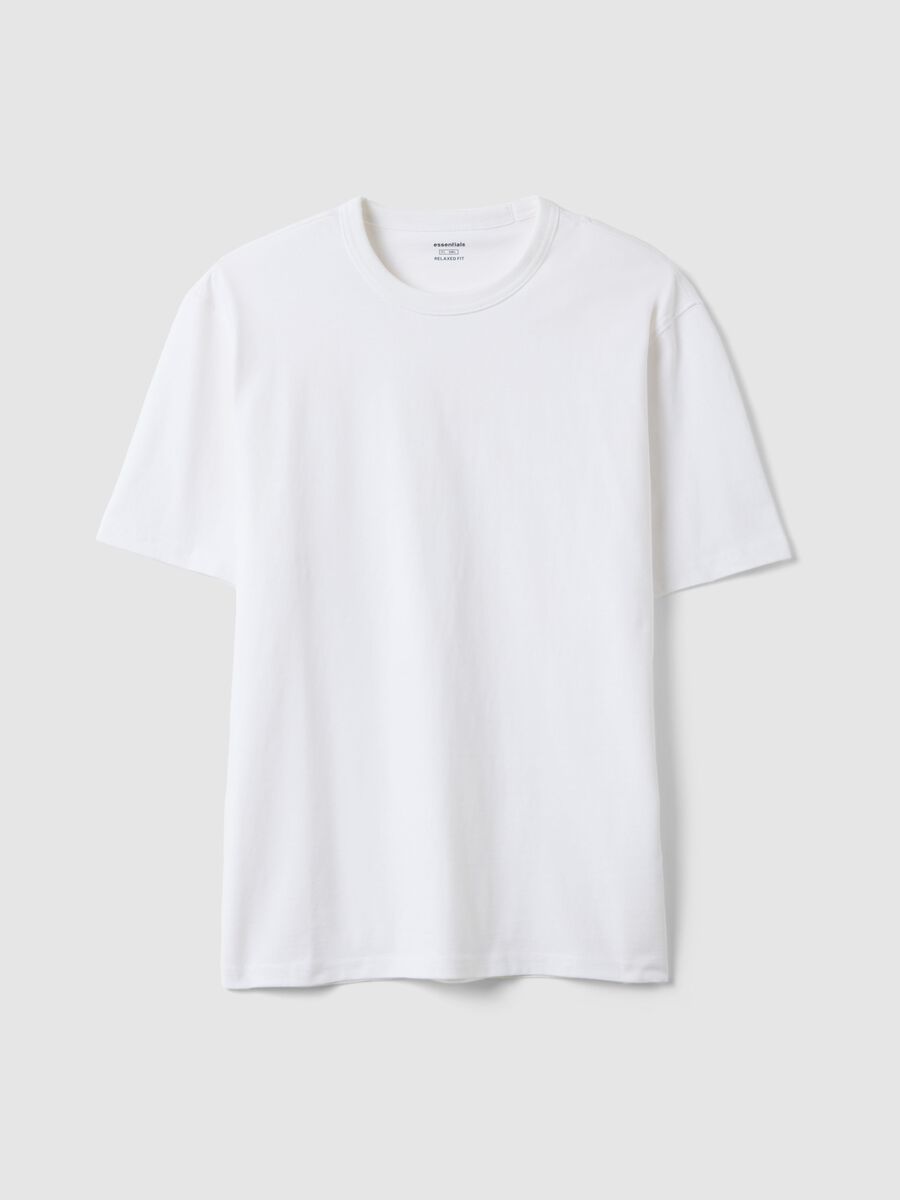 White pure cotton T-shirt with relaxed fit and finished crew neck_4