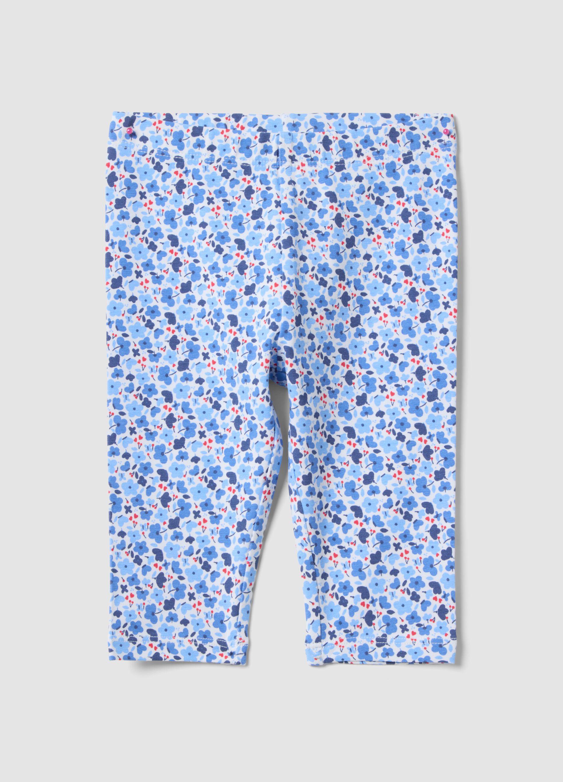 Colourful stretch cotton slim leggings for girls with flowers