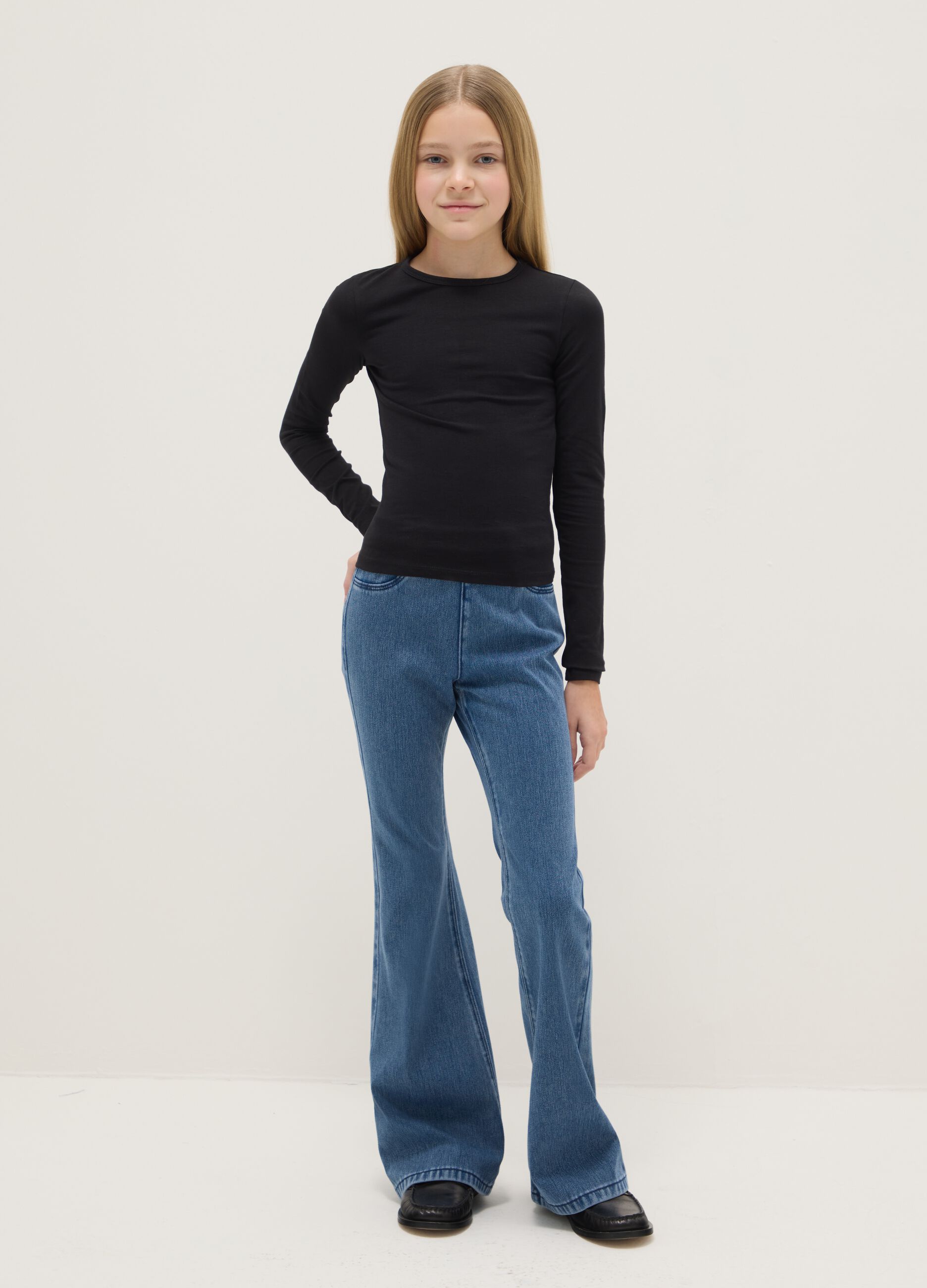 Girls' Blue Denim Flare Fit Jeans