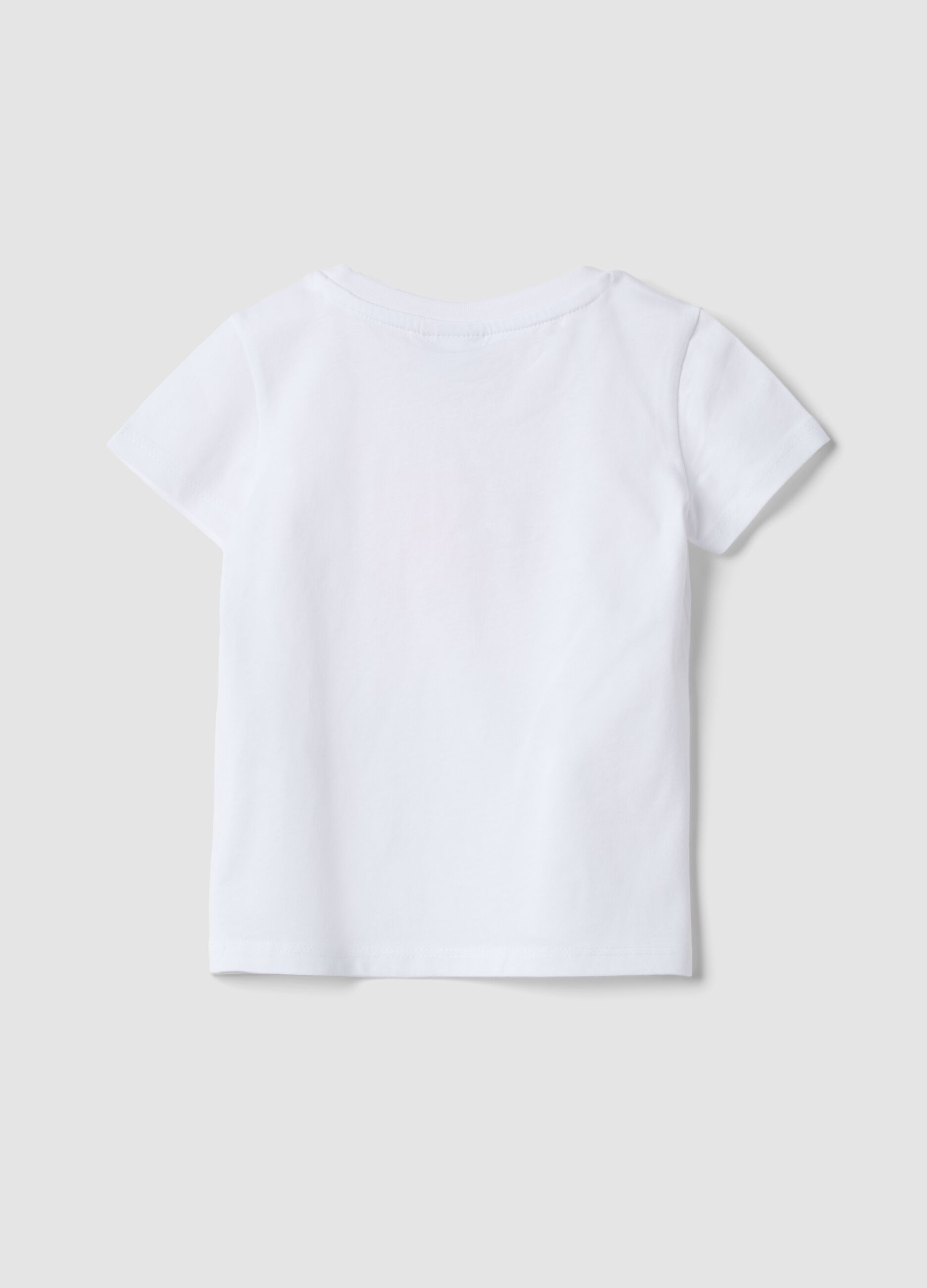 White pure cotton girl's T-shirt regular fit with print