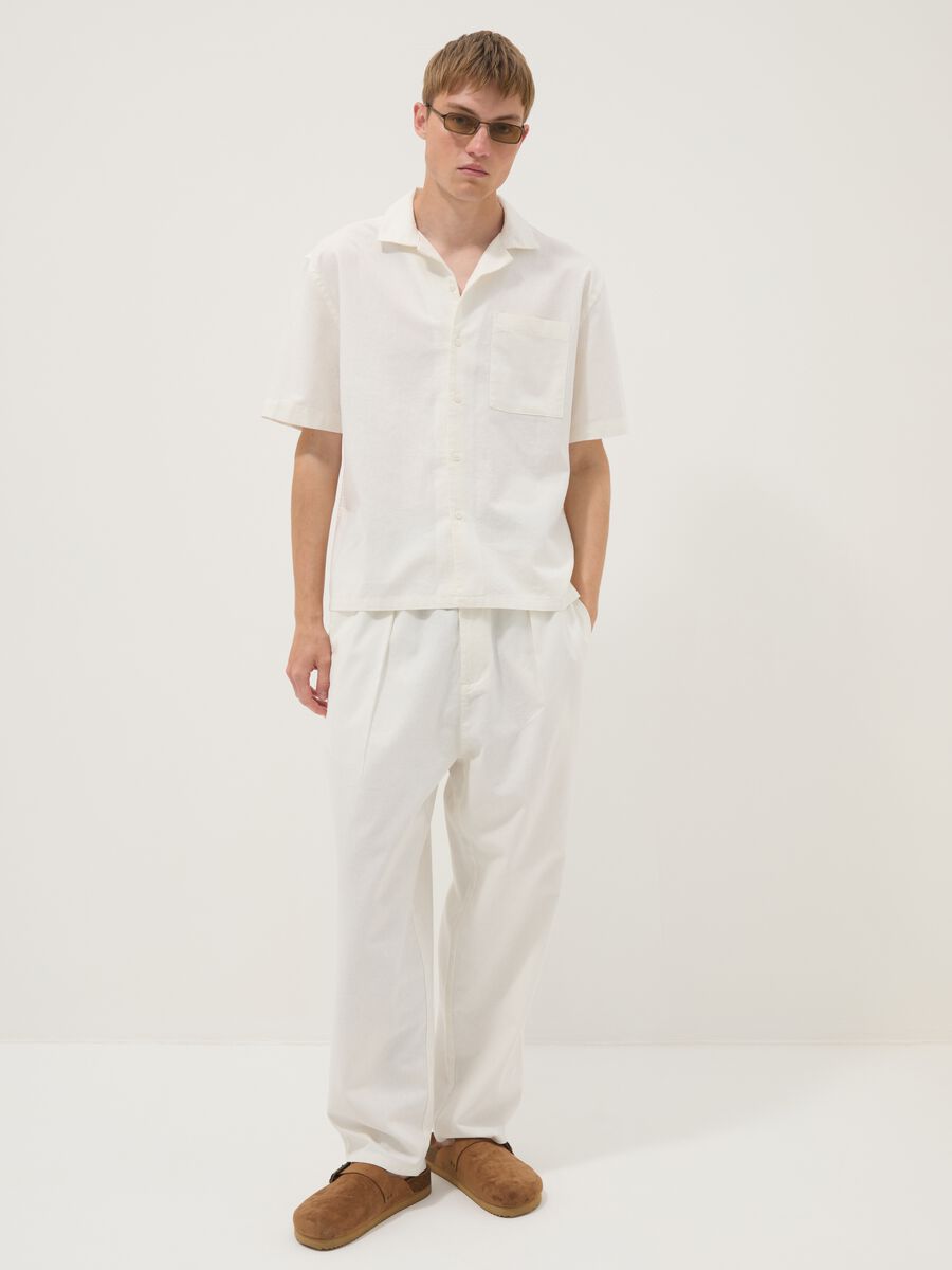 Camicia bianca in misto lino e cotone_2