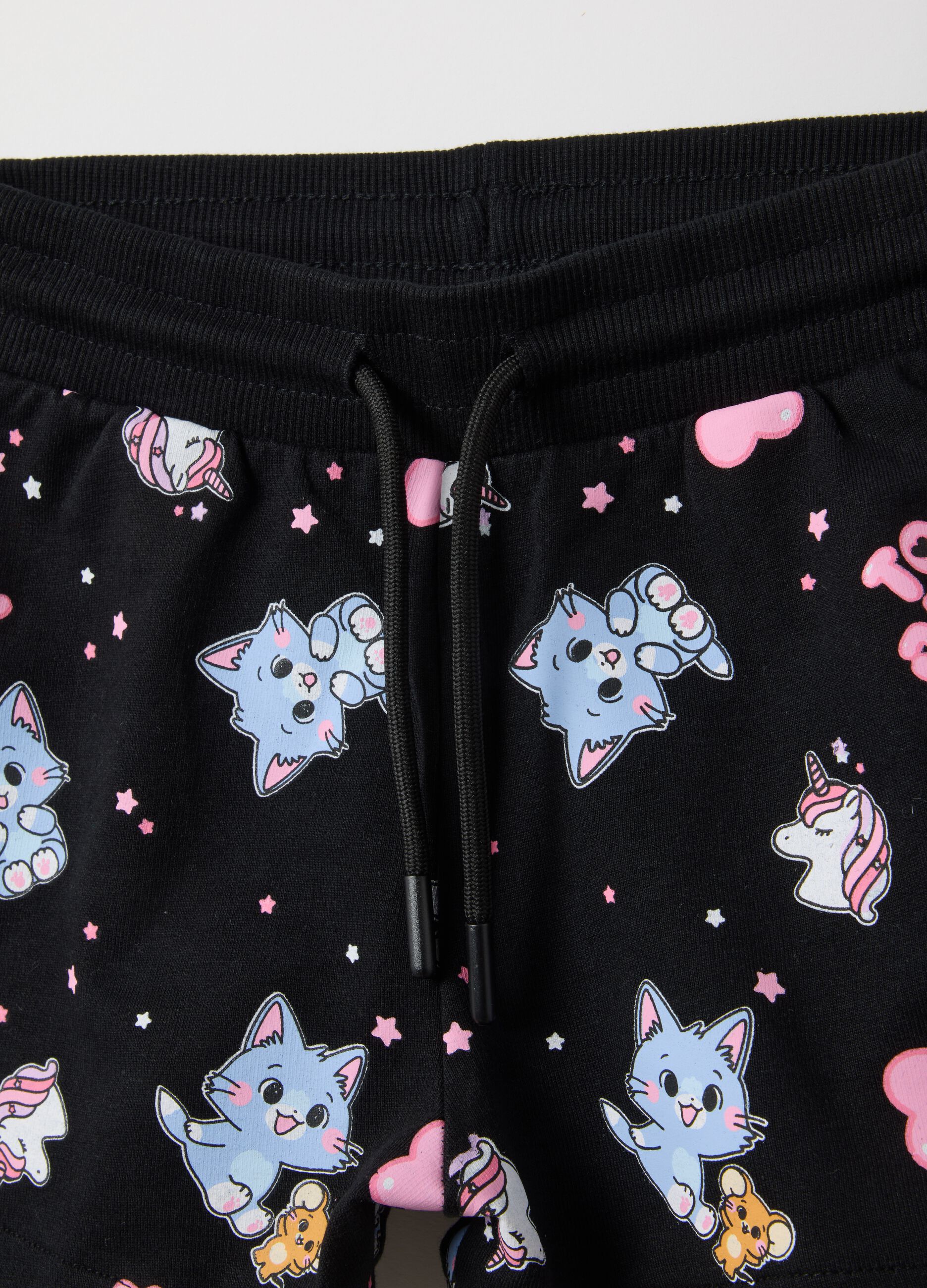 Girls' pure cotton multicolour shorts regular fit with prints