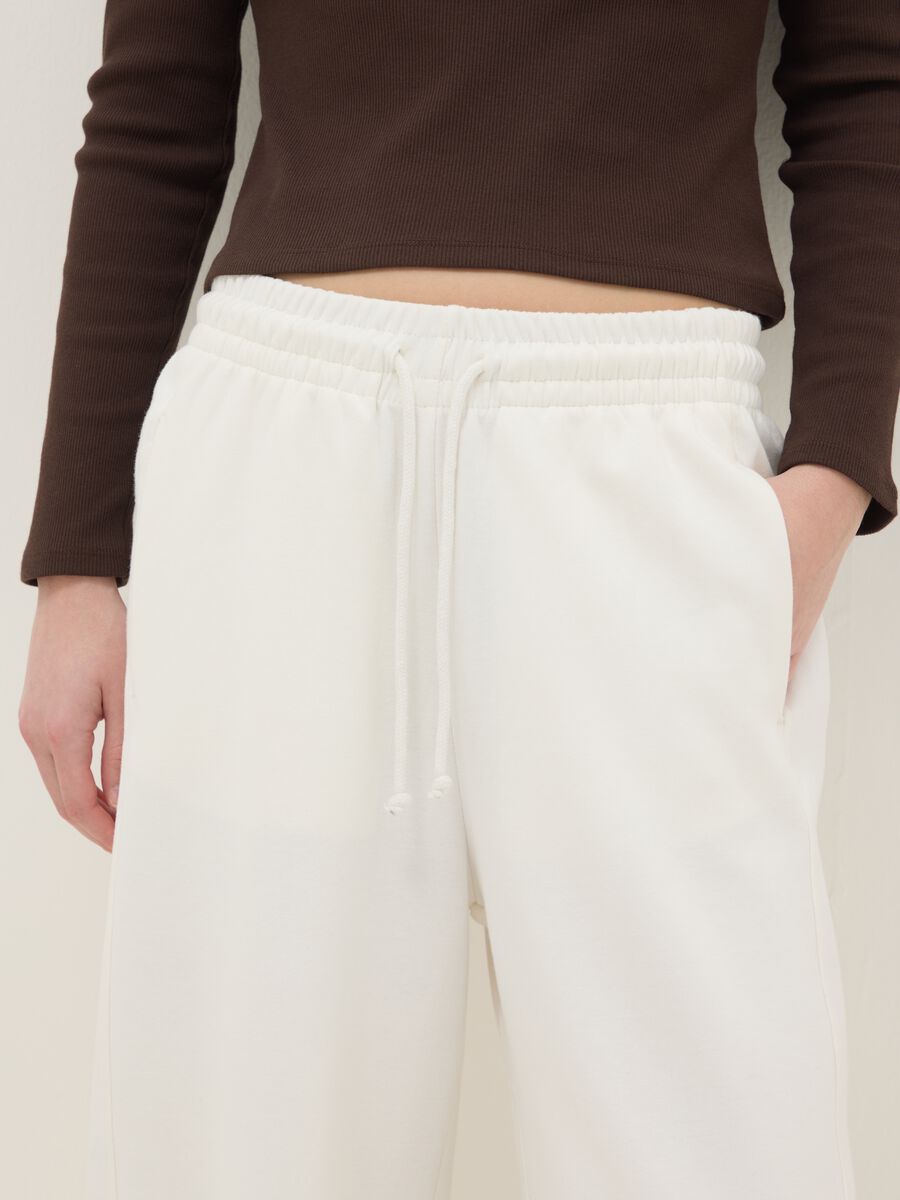 White Stretch Cotton Baggy Trousers_4