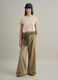 Beige pure cotton crew-neck T-shirt, regular fit_1