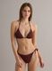 Brown triangle bikini top in stretch fabric with purple trim_2