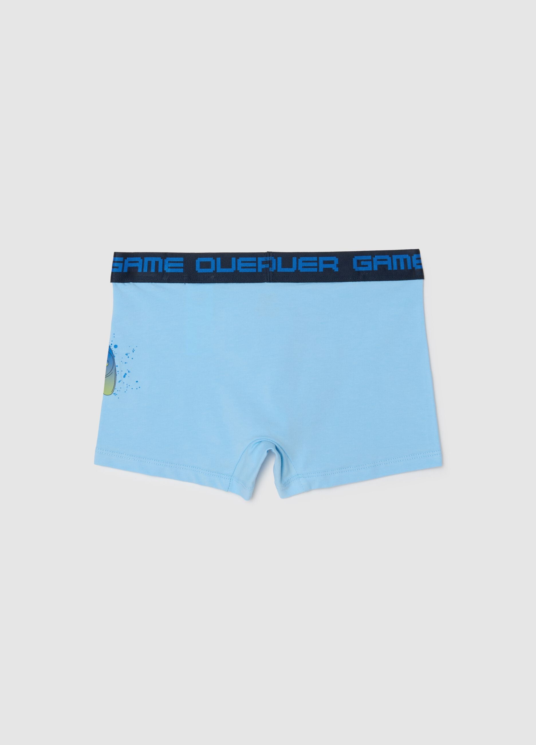 Boys' regular fit stretch cotton blue boxers with print