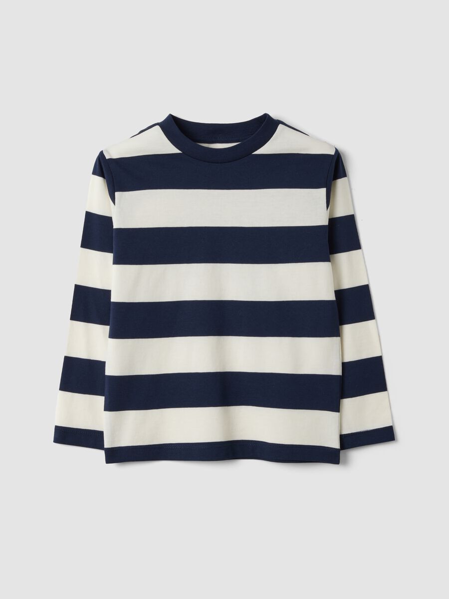 Multicolour pure cotton striped crew-neck T-shirt for boys_0