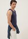 Blue crew-neck cotton vest top, regular fit_0