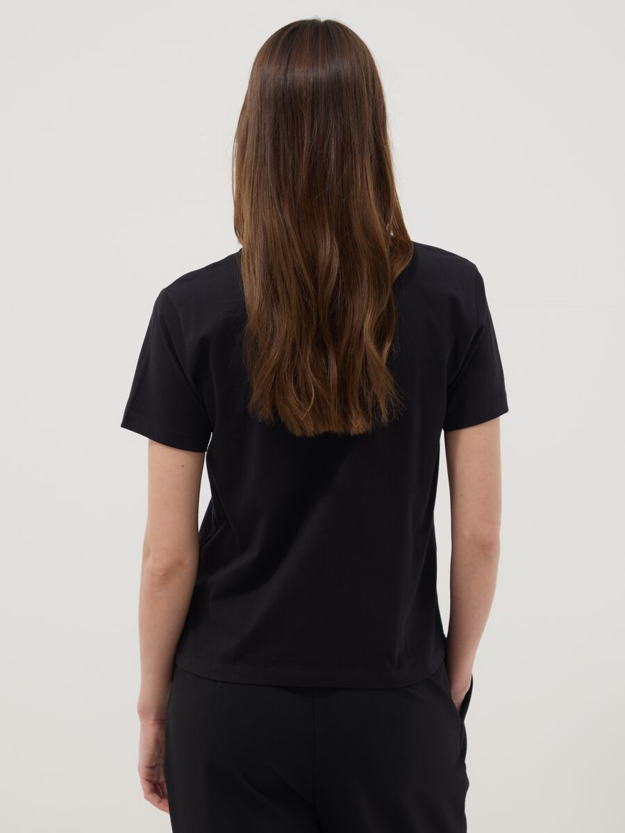 Black pure cotton regular fit T-shirt with print_3