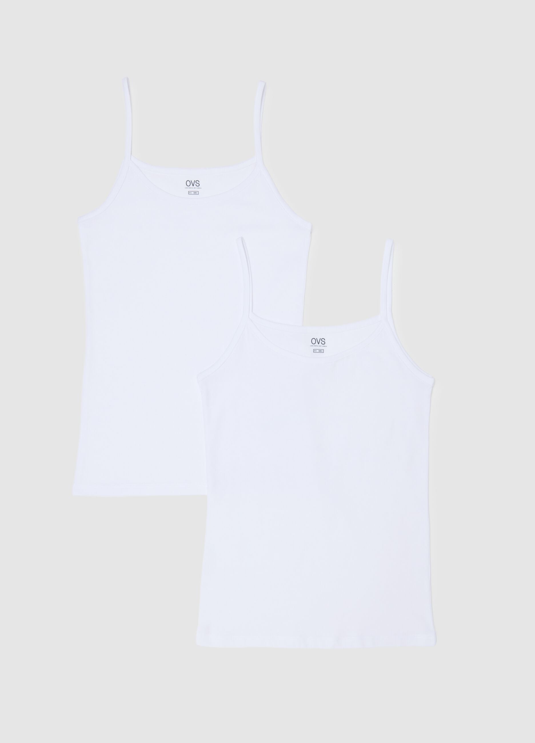 Twin-pack of white stretch cotton vests regular fit